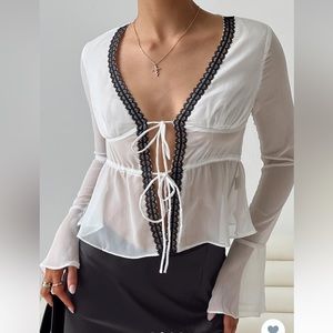 Princess Polly Long Sleeve White Sheer Top